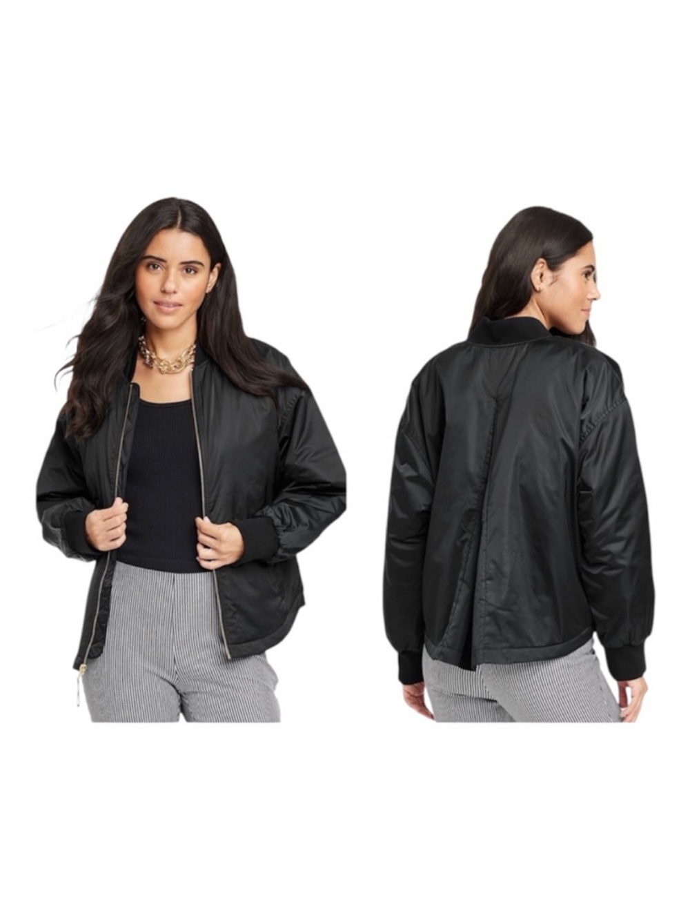 A New Day Women’s Black Bomber Jacket - Picture 2 of 13
